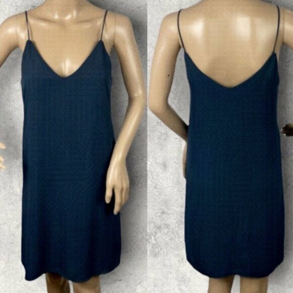 SOLD Zara Navy Blue Slip Mini Dress Size XS V-Neck Lined Minimalist Party Travel - Picture 13 of 14